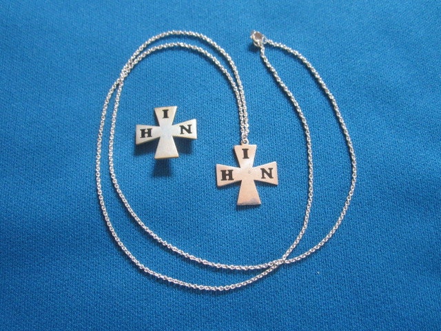 Vintage Mid Century Modern Sterling Silber Halskette Set Mit Ihn Kreuz Anhänger Und Brosche von funoldstuff
