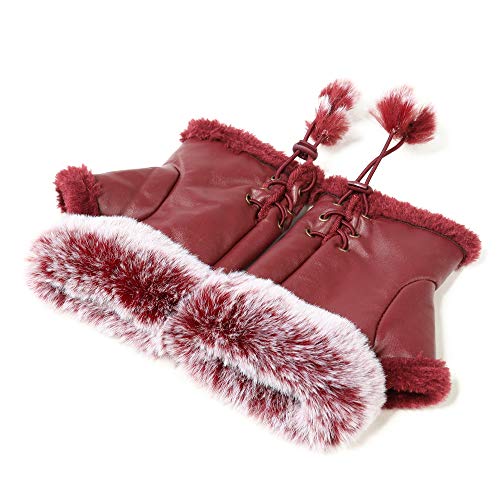 Winter Fingerlose Handschuhe Niedliche Tippen Handschuhe Fuzzy Pelz Leder Fäustlinge Kunstpelz gefüttert Handschuhe Warme Hände Wärmer Handschuhe für Frauen von fur story