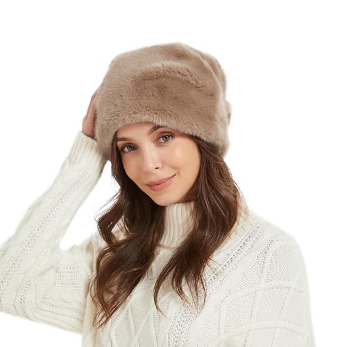 fur story Frauen Faux Nerz Pelz Hut Santa Hut Slouchy Beanie Chunky Baggy Hut Winter Pelz Hut Warm Ski Cap von fur story