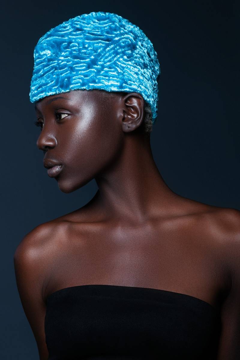 Aquamarine Kunstpelz Futterkappe, Tissavel Designer Hut von furamur