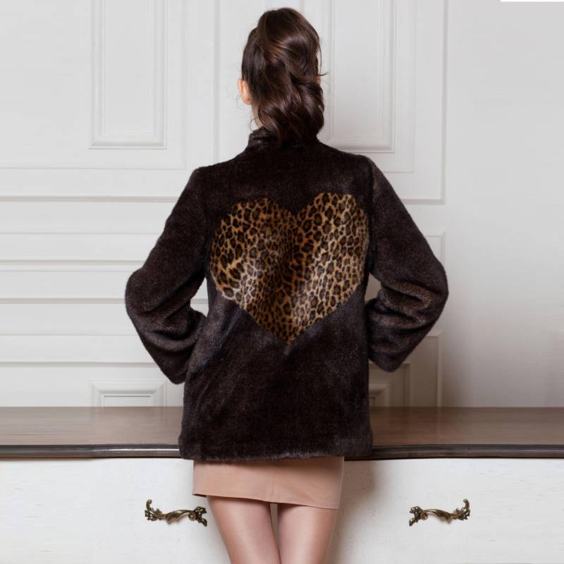 Kunstpelz Jacke - Bestickte Herz Applikation Vegan Pelzjacken Vintage Mantel Pelzjacke Jacken & Mäntel von furamur