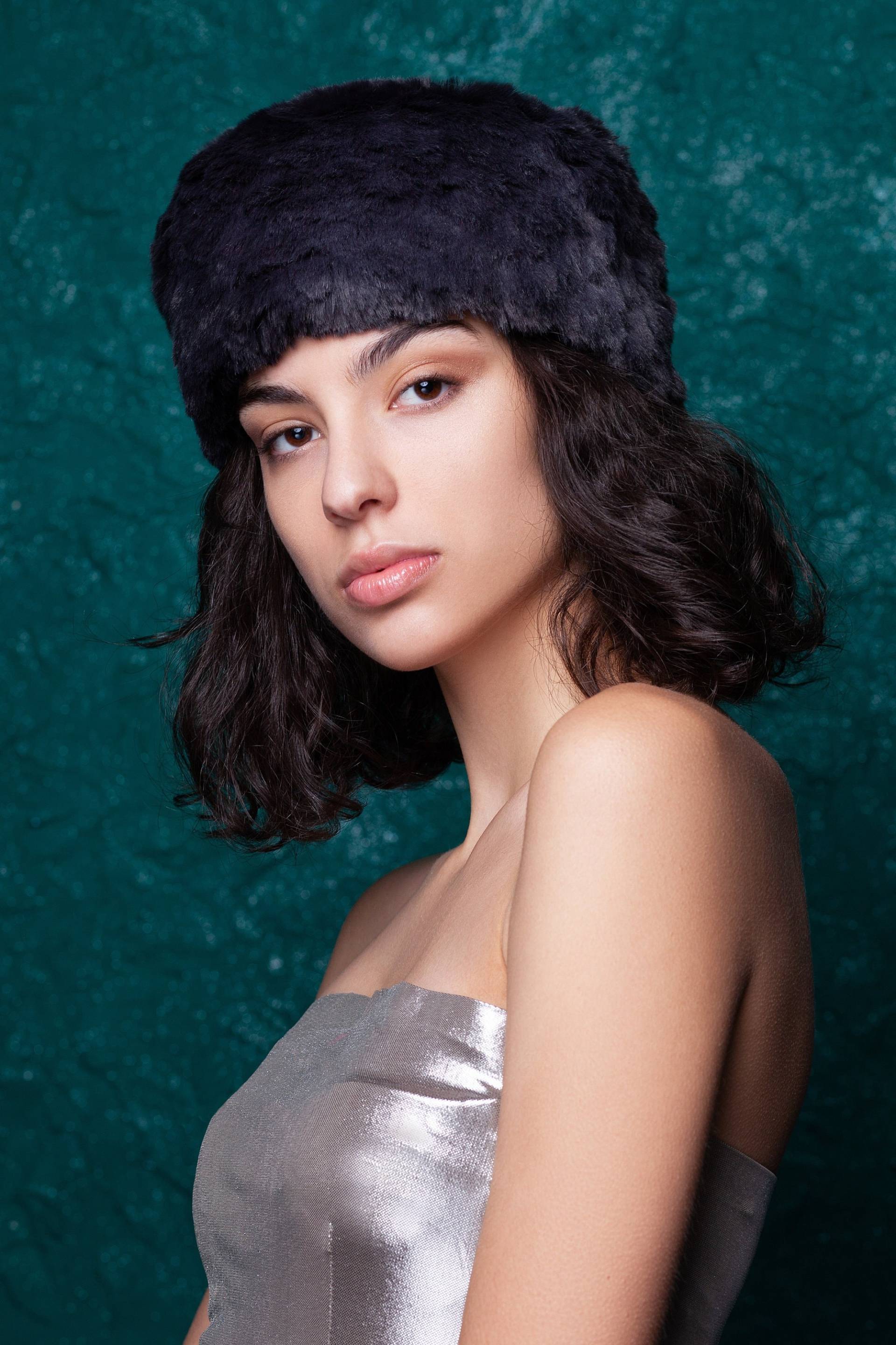 Graphite Kunstpelz Stirnband, Gestricktes Chinchilla Tissavel von furamur