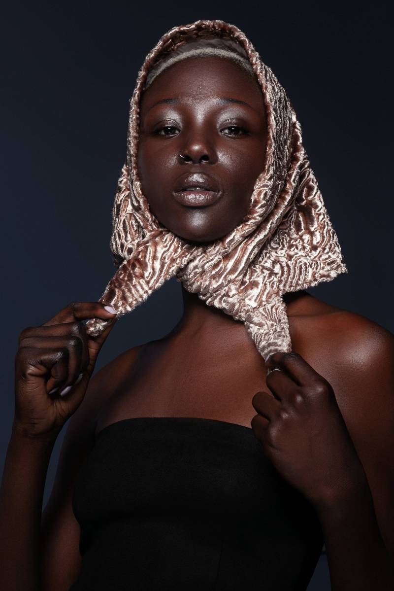 Halstuch - Winter Kopftuch Goldener Tissavel Kunstpelz Wrap von furamur