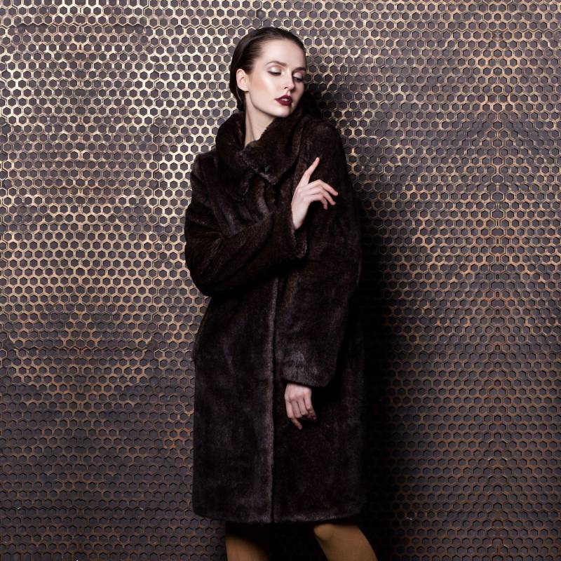 Kunstpelzmantel - Dunkler Nerz Luxuriöse Umweltfreundliche Geschenke Für Frauen Vintage Nerzmantel Damen Nerzpelzmäntel von furamur