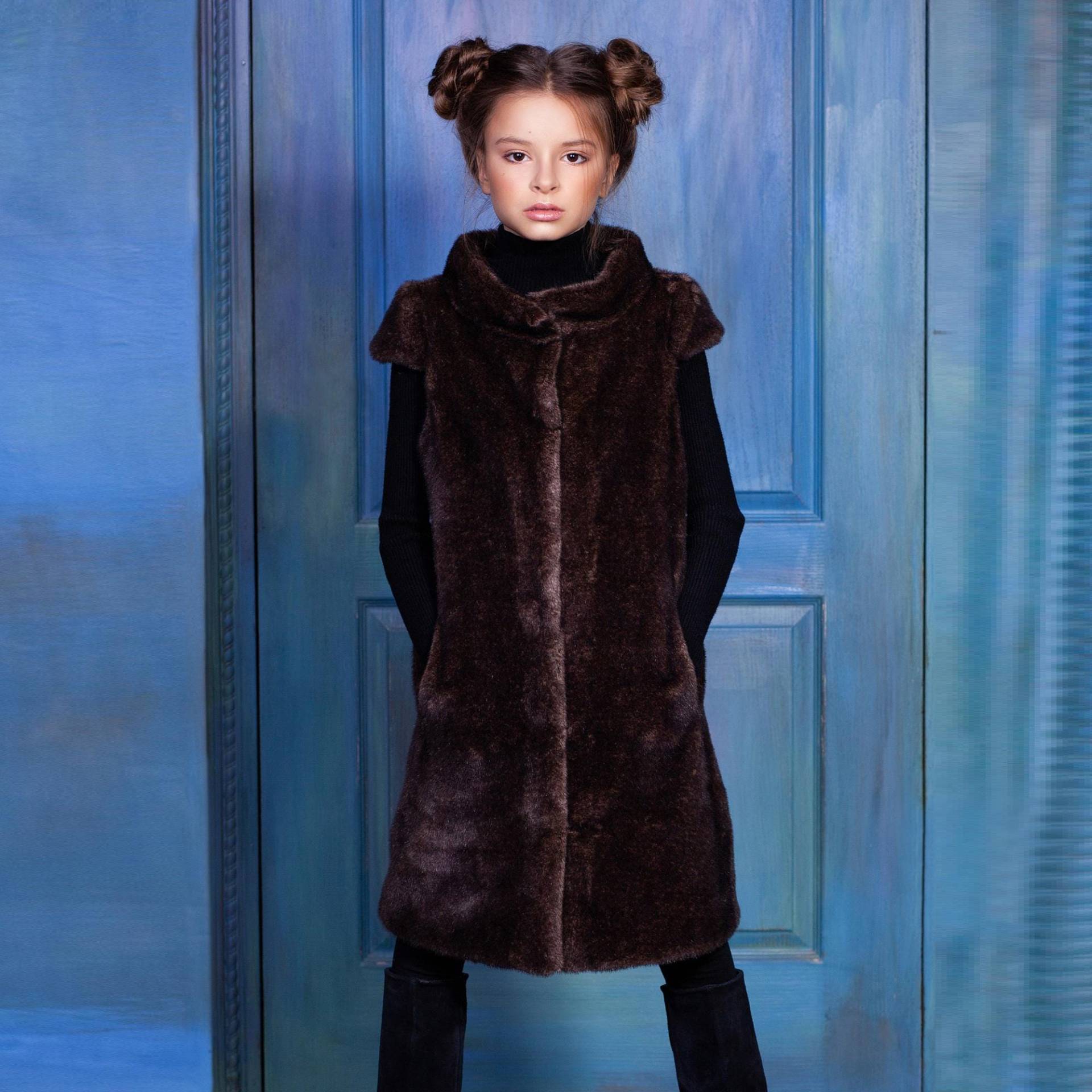 Kunstpelzweste Für Mädchen Nerz Cappuccino, Umweltfreundliches Tissavel von furamur