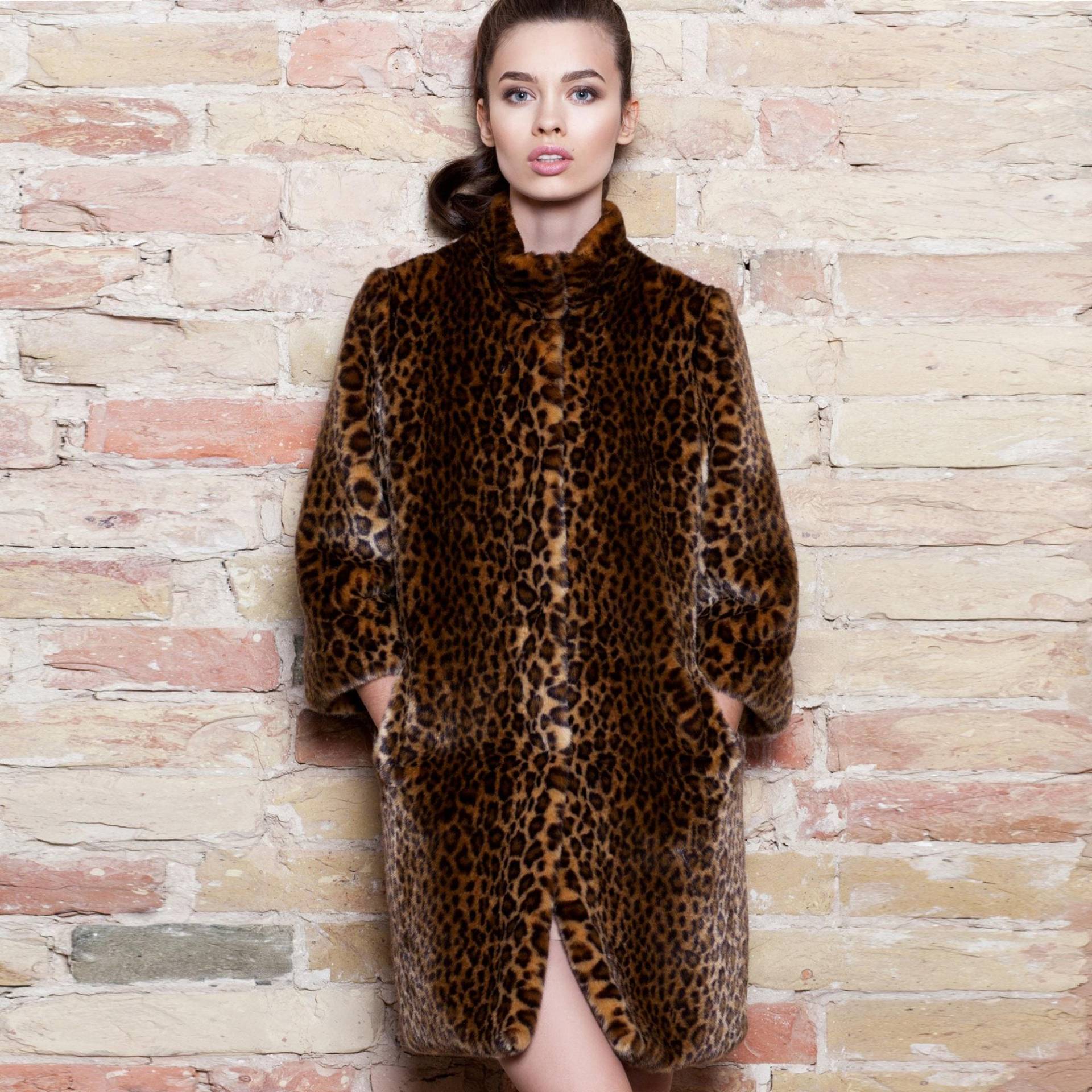Leopard-Kunstpelz-Mantel, Umweltfreundliche Damenjacke von furamur