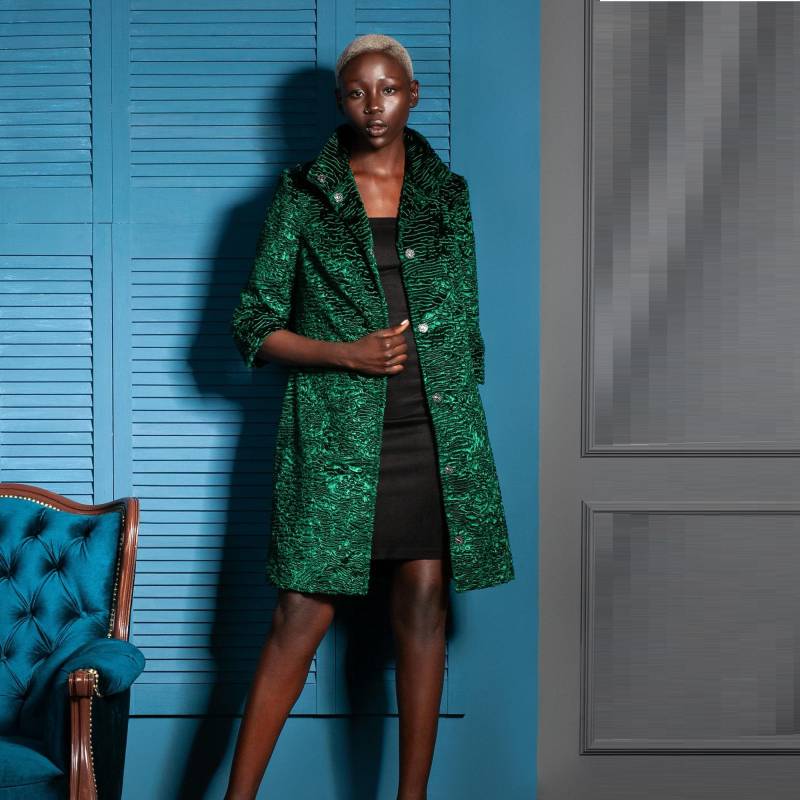 Smaragd Grüne Kunstpelz Jacke - Luxus Damen Mantel von furamur