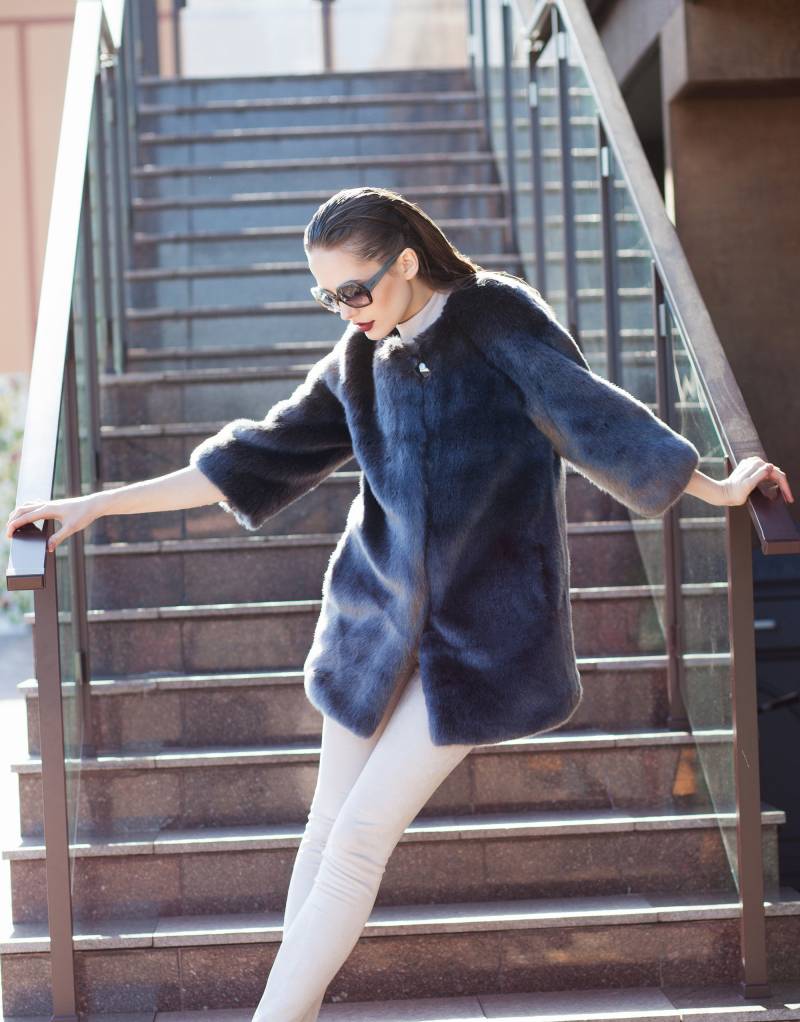 Sable Kunstpelz Mantel - Damenjacke Graue Wintermäntel Exklusive Öko-Pelze Von Tissavel | Frankreich von furamur