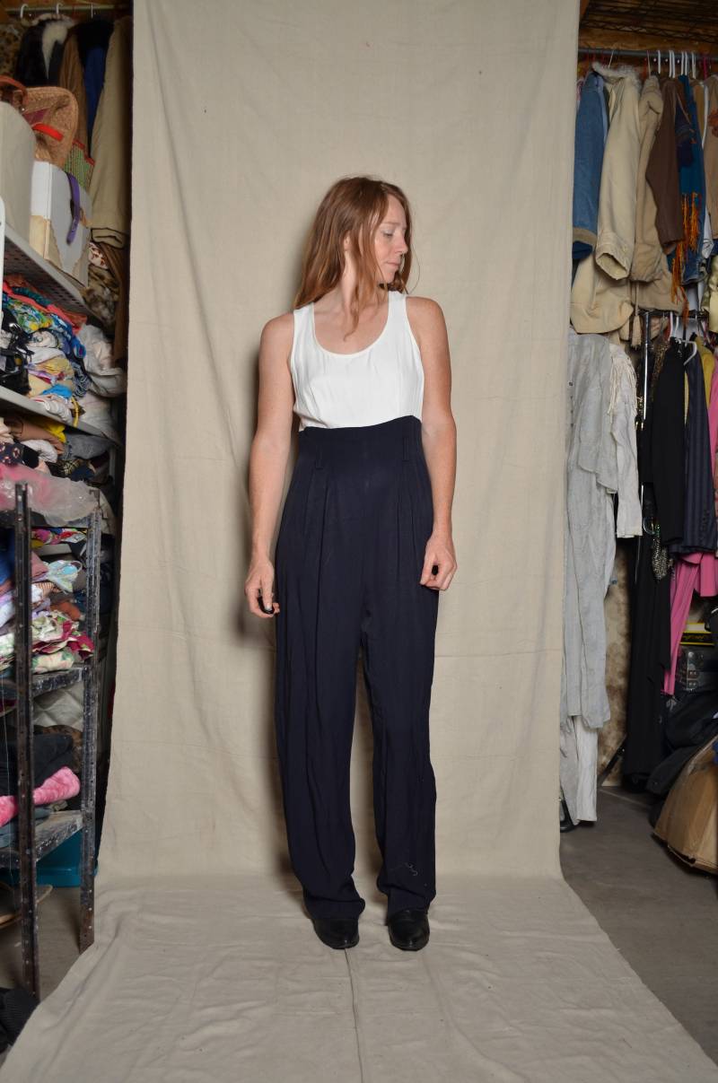 90Er Jahre Hosenanzug Ärmellos Weites Bein Strampelanzug Damen Schwarz Weiß Zweifarbig Lange Hose Boho Hüfttasche von furhatguild