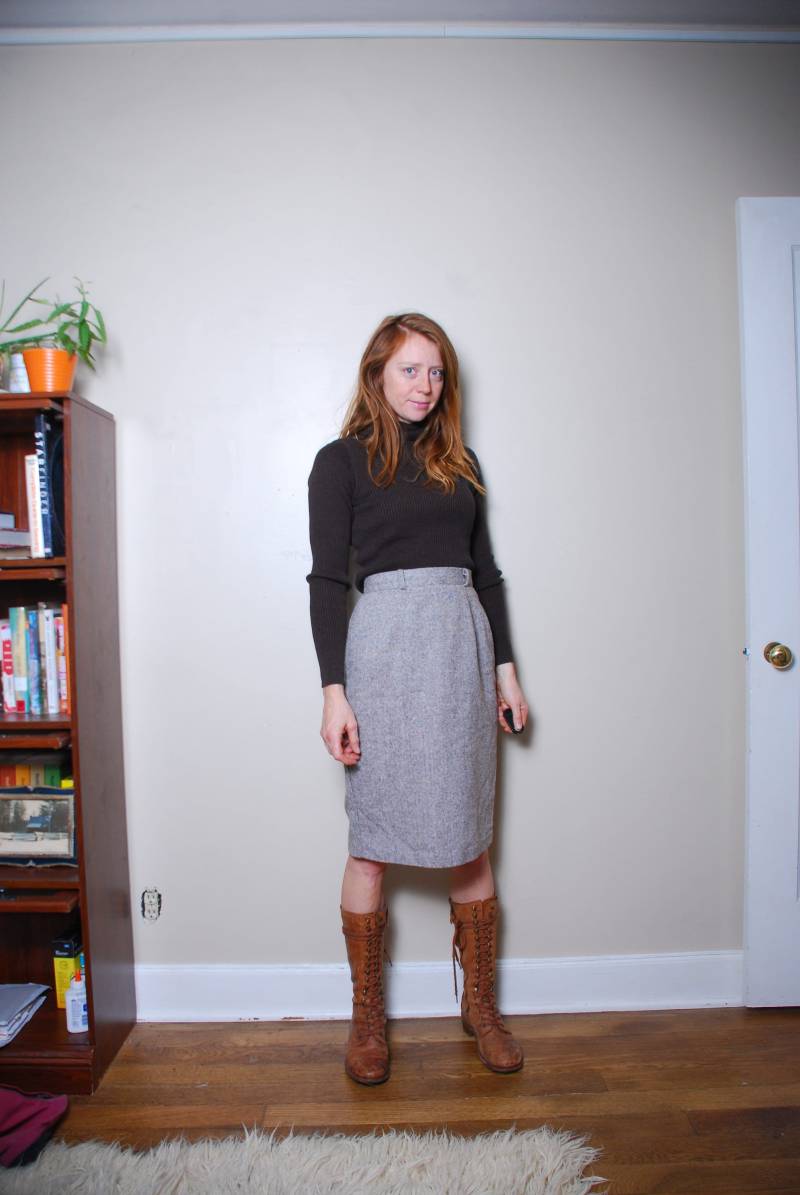 70Er Kleiner Tweed Bleistift Arbeitsrock Winter Herbst Bunt Hoch Tailliert Beinschlitz Ultra Niedlich Damen Vintage 80Er Bekleidung 1 Preppy Boho von furhatguild