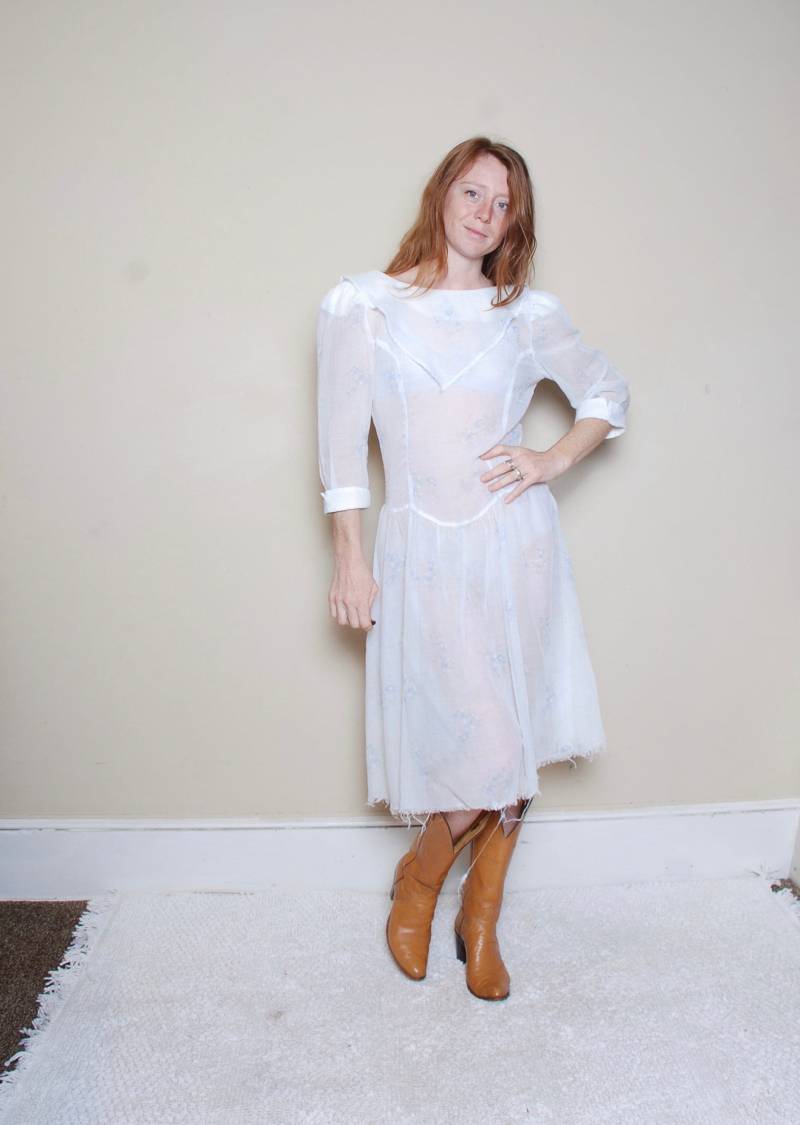 80Er Jahre Mittlere Reine Garten Blume Kleid Frauen Vintage Kleidung Knielänge 3/4 Ärmel Sehen, Obwohl Hochzeit Kirche Sommer Elegante Boho Hippie von furhatguild