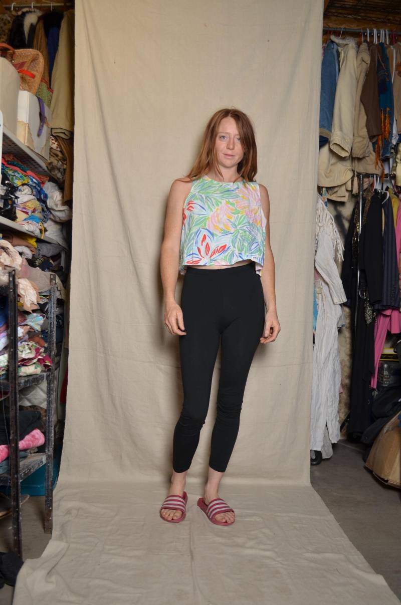 90Er Große Abstrakte Pflanze Pastell Crop Top Bluse Tank Georges Marciano Usa Baumwolle Strand Urlaub Hawaiihemd Boho von furhatguild