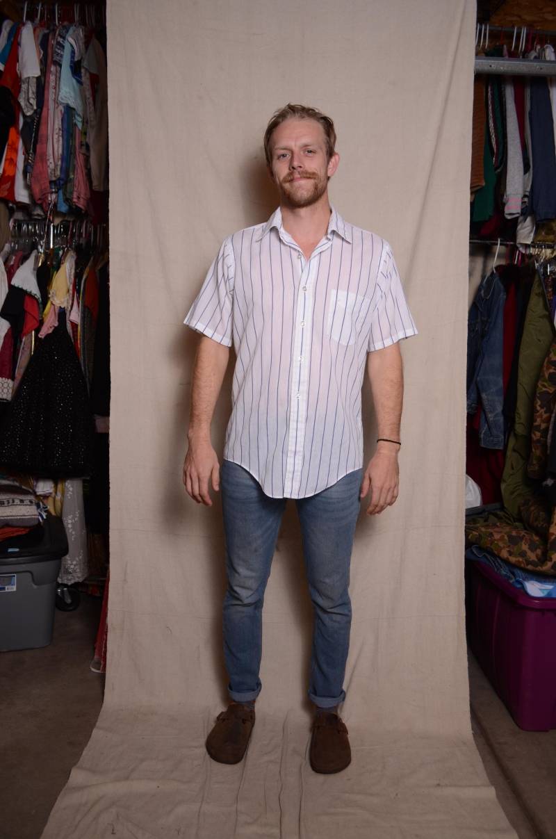 80Er Jahre Weiß Blau Gestreiftes Kurzarmhemd Herren Vintage Enro Hemd Baumeister Indie Boho Hipster Arbeitshemd Kurzarm Männer Glatt von furhatguild