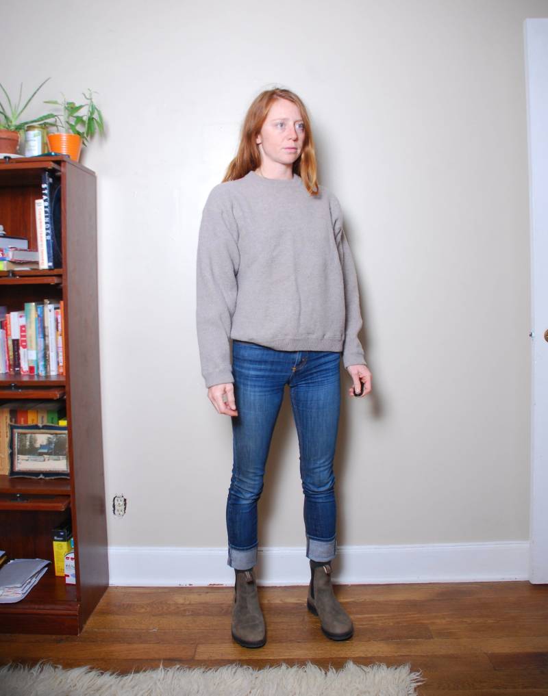 Vintage Medium Gap Lambs Wolle Pullover Wurde Geschrumpft Hellgrau Rundhalsausschnitt Langarm Warm Winter Wandern Natur Lager Herbst Schnee Boho von furhatguild