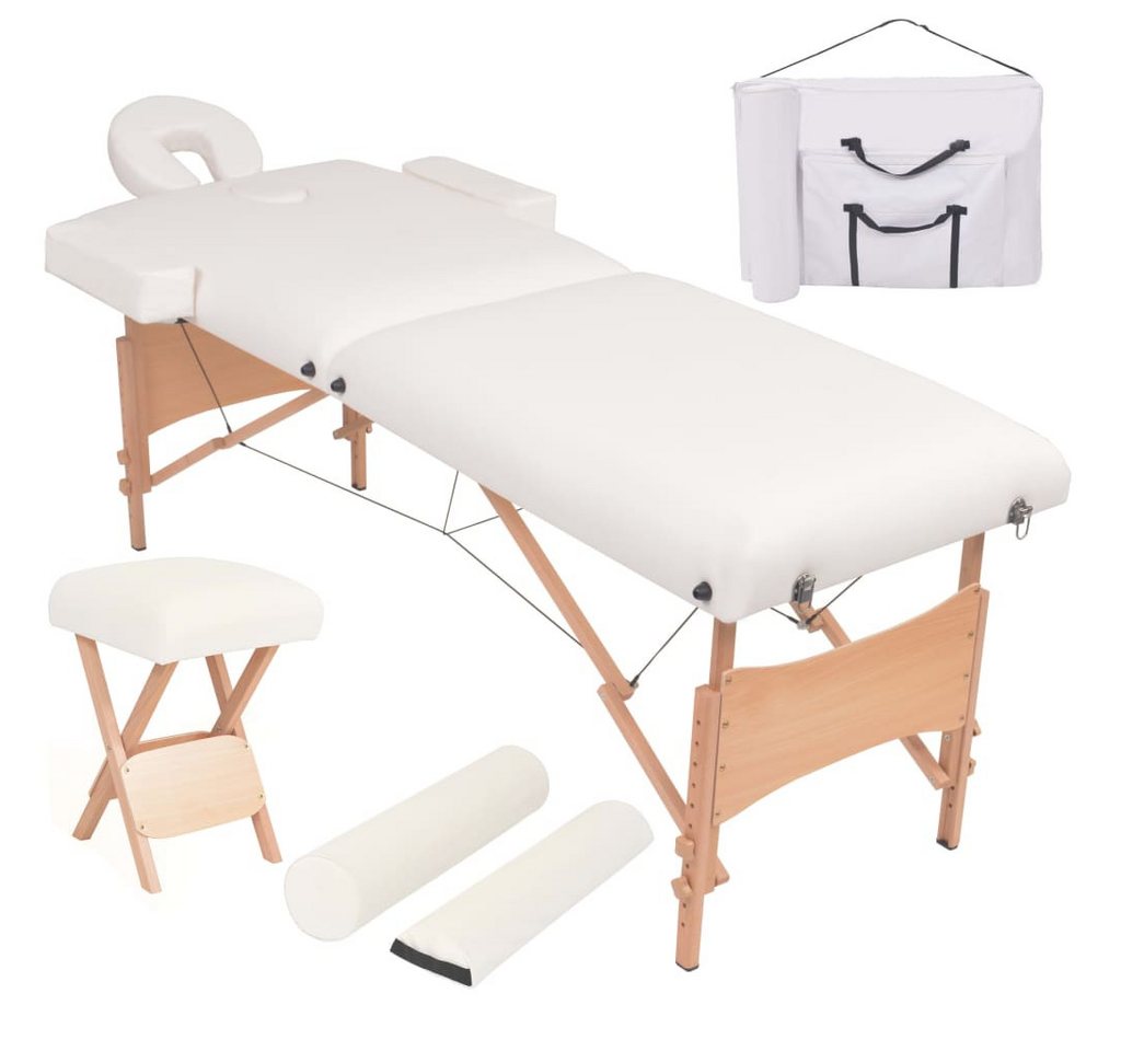furnicato Massageliege 2-Zonen mit Hocker Klappbar 10 cm Sitz Weiß von furnicato