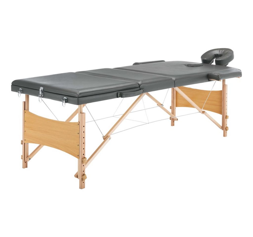 furnicato Massageliege 3-Zonen Holzgestell Anthrazit 186x68 cm von furnicato