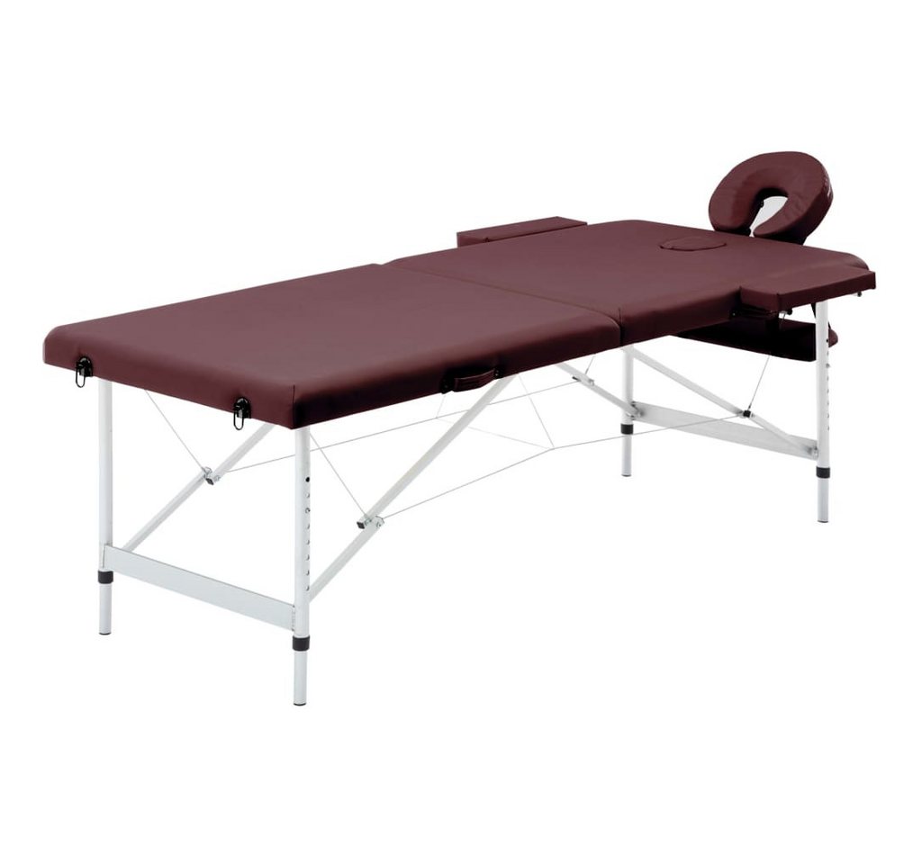 furnicato Massageliege Klappbar 2-Zonen Aluminiumgestell Bordeaux-Lila von furnicato