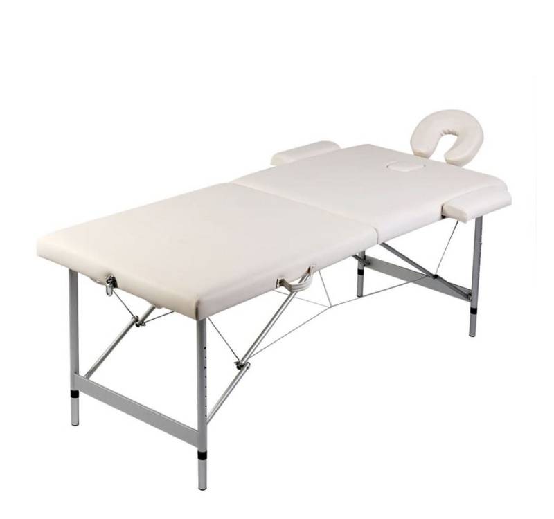 furnicato Massageliege Klappbar 2-Zonen mit Aluminiumgestell Cremeweiß von furnicato