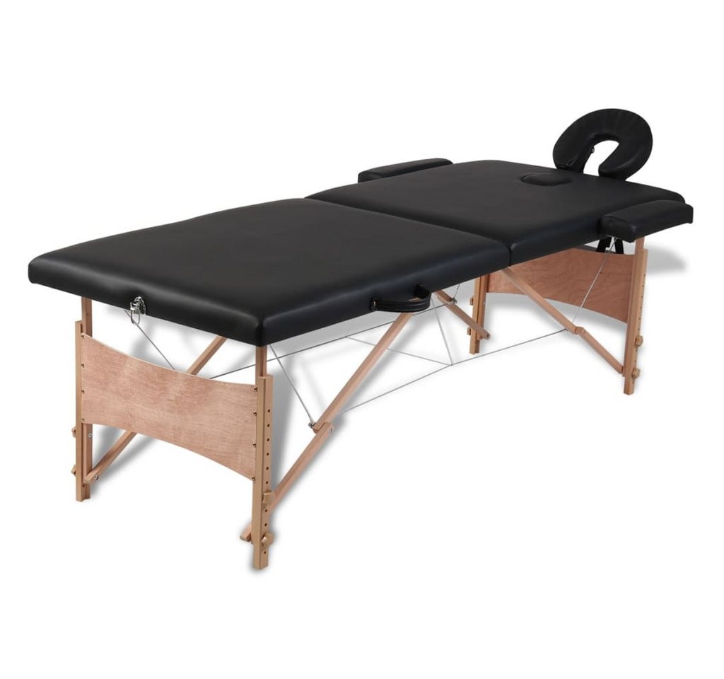 furnicato Massageliege Klappbar 2-Zonen mit Holzgestell Schwarz von furnicato