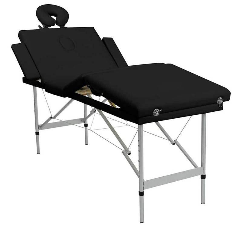 furnicato Massageliege Klappbar 4-Zonen mit Aluminiumgestell Schwarz von furnicato