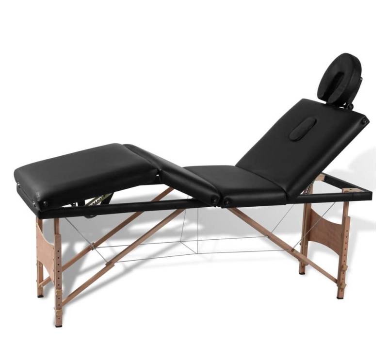 furnicato Massageliege Klappbar 4-Zonen mit Holzgestell Schwarz von furnicato