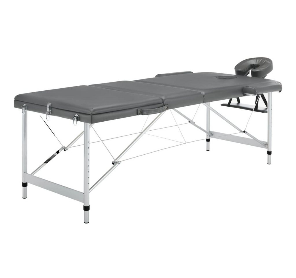 furnicato Massageliege Massagetisch mit 3 Zonen Aluminiumrahmen Anthrazit 186x68 cm von furnicato