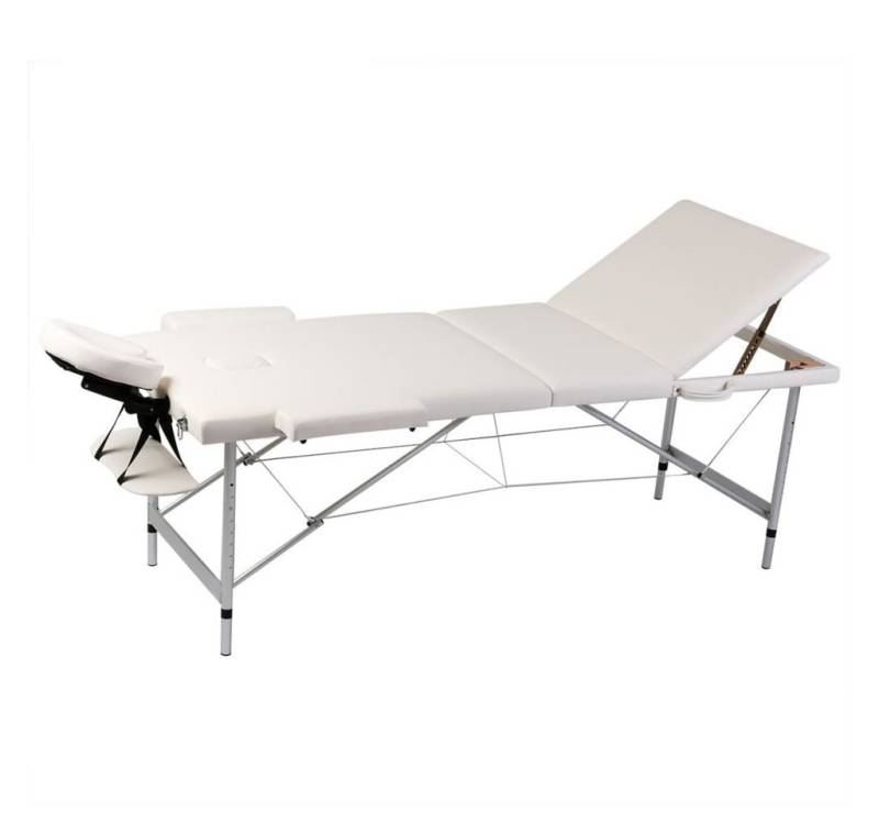 furnicato Massageliege Massagetisch mit Aluminiumrahmen, faltbar 3 Zonen Creme-Weiß von furnicato