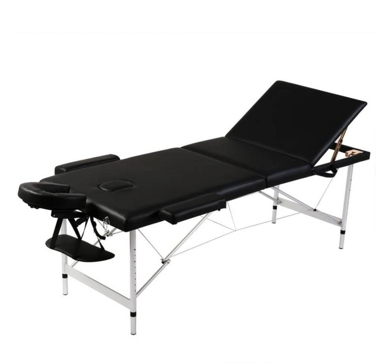 furnicato Massageliege Massagetisch mit Aluminiumrahmen, faltbar 3 Zonen Schwarz von furnicato