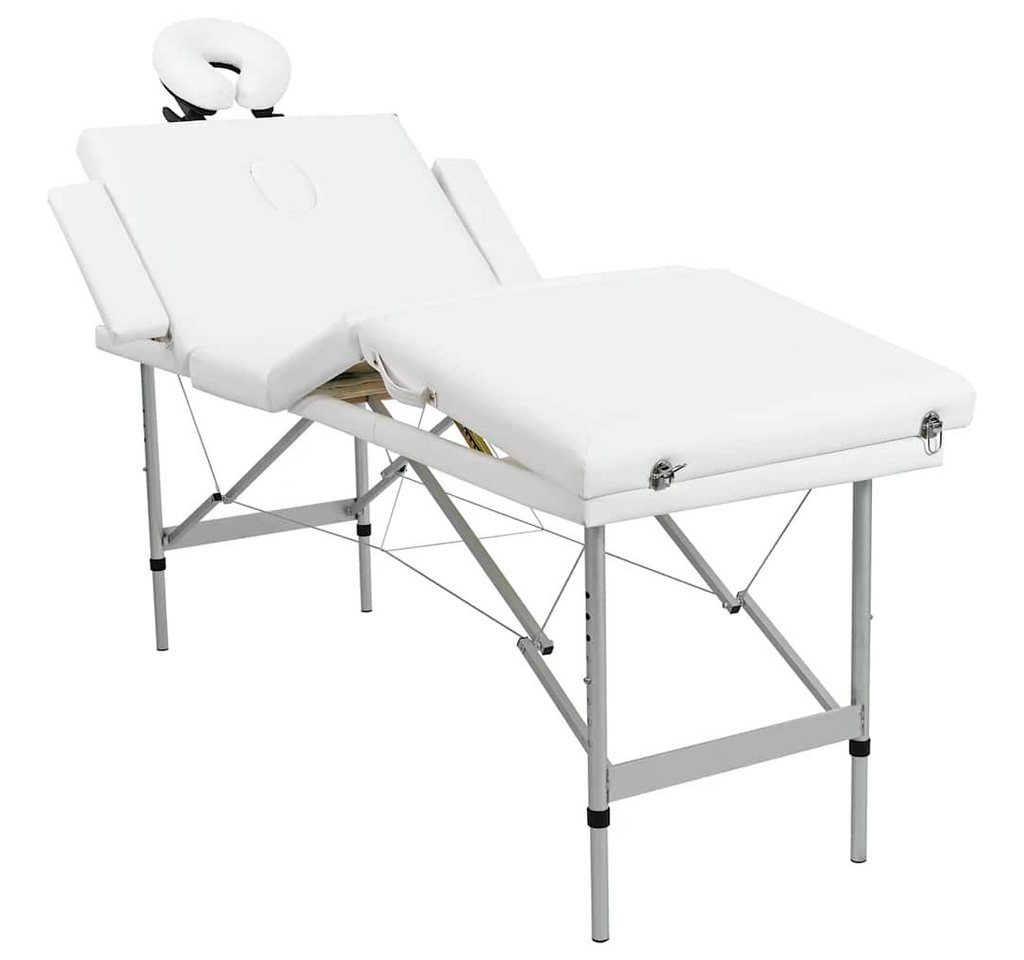 furnicato Massageliege Massagetisch mit Aluminiumrahmen, faltbar 4 Zonen Creme-Weiß von furnicato