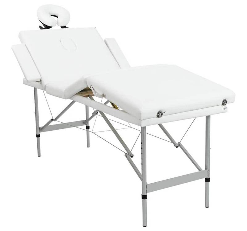 furnicato Massageliege Massagetisch mit Aluminiumrahmen, faltbar 4 Zonen Creme-Weiß von furnicato