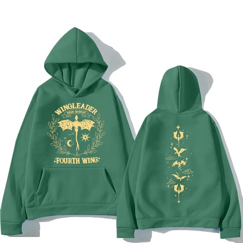 Fourth Wing Basgiath War College Einfarbiger bedruckter Hoodie, lässige Lange Ärmel für Männer und Frauen (Grün,XL) von furuide