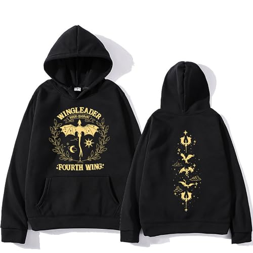Fourth Wing Basgiath War College Einfarbiger bedruckter Hoodie, lässige Lange Ärmel für Männer und Frauen (schwarz,L) von furuide