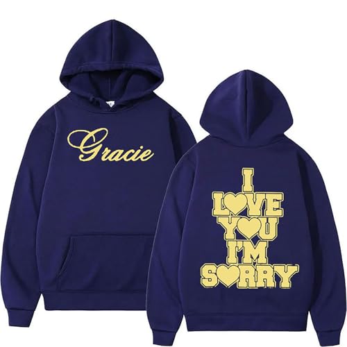 furuide Kapuzenpullover mit Aufdruck "I Love You I'm Sorry Gracie Abrams" für Herren und Damen, modisches Langarm-Sweatshirt, marineblau, S von furuide