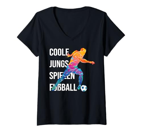 Damen Coole Jungs Spielen fußball fußballer Fussball Football Boy T-Shirt mit V-Ausschnitt Damen Coole Jungs Spielen fußball fußballer Fussball Football Boy T-Shirt mit V-Ausschnitt von fußball fußballer Fussballer Spieler kinder jungen