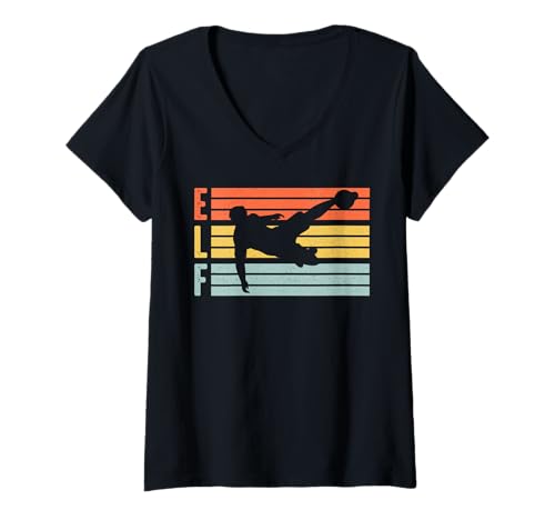 Damen 11th Birthday Boy 11 Years Footballer Football fußball Retro T-Shirt mit V-Ausschnitt Damen 11th Birthday Boy 11 Years Footballer Football fußball Retro T-Shirt mit V-Ausschnitt von fußball fußballer Spieler Kindergeburtstag party