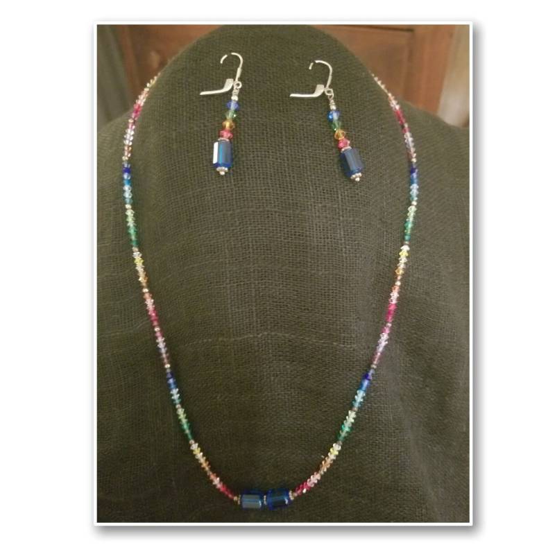Regenbogen Swarovski & Ss Halskette Und Ohrringe Set von futureheirloomsbyKB