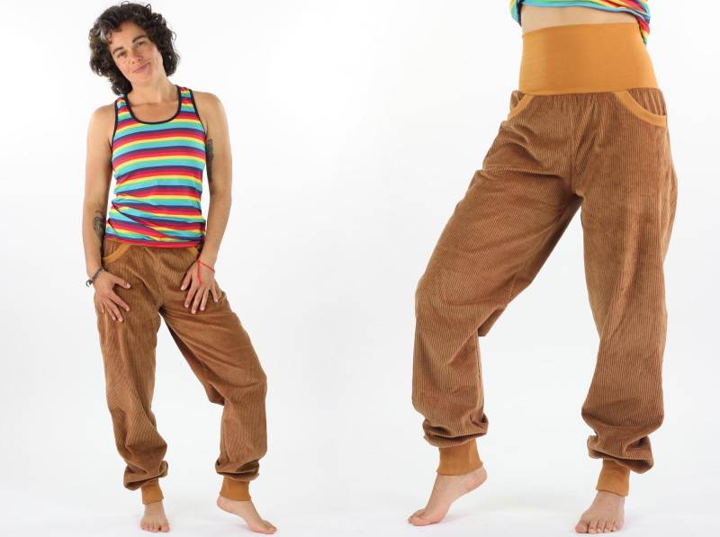 Cordhose Hellbraun Mit Ocker Bündchen Unisex von fuxandfriends