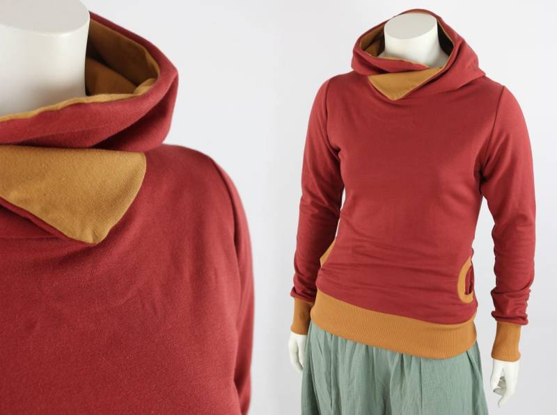 Damen-Kapuzenpulli Terracotta Und Ocker von fuxandfriends