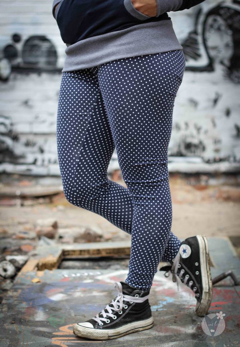 Damen-Leggings Dunkelblau Mit Punkten Damen-Leggings Dunkelblau Mit Punkten von fuxandfriends