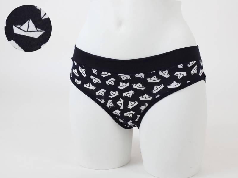 Damen-Unterhose Marineblau Mit Papierbooten von fuxandfriends