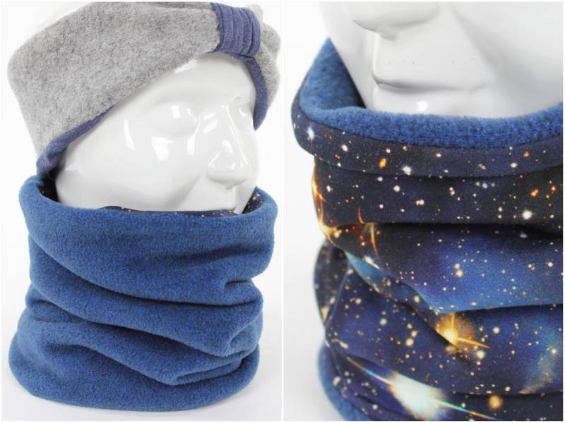 Fleece-Loopschal Zum Wenden Blau Und Blue Galaxy von fuxandfriends