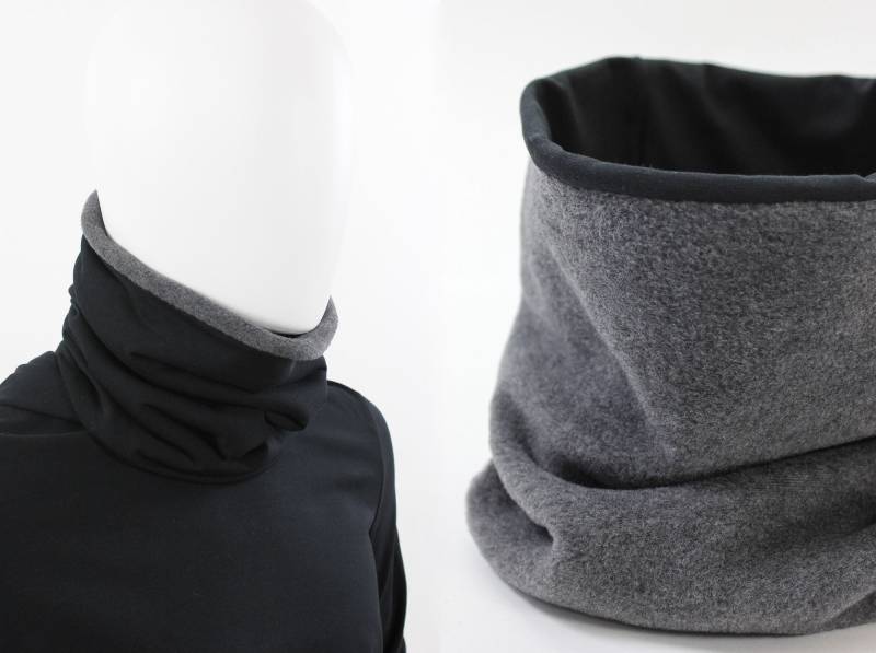 Fleece-Loopschal Zum Wenden Grau Und Schwarz von fuxandfriends