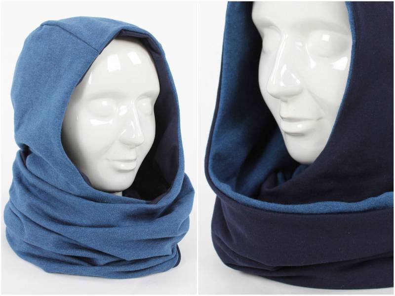 Kapuzenloop Zum Wenden Blau Meliert Und Marineblau von fuxandfriends