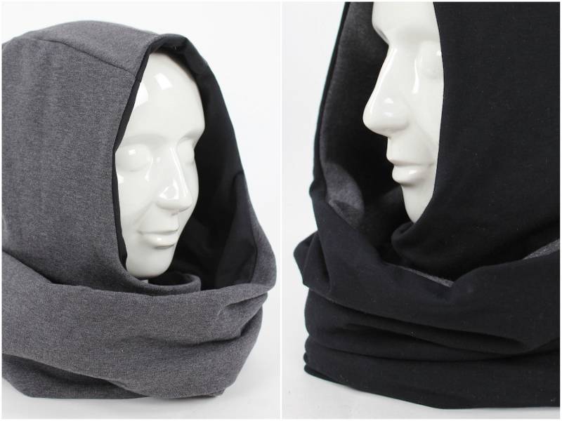 Kapuzenloop Zum Wenden Grau Meliert Und Schwarz von fuxandfriends