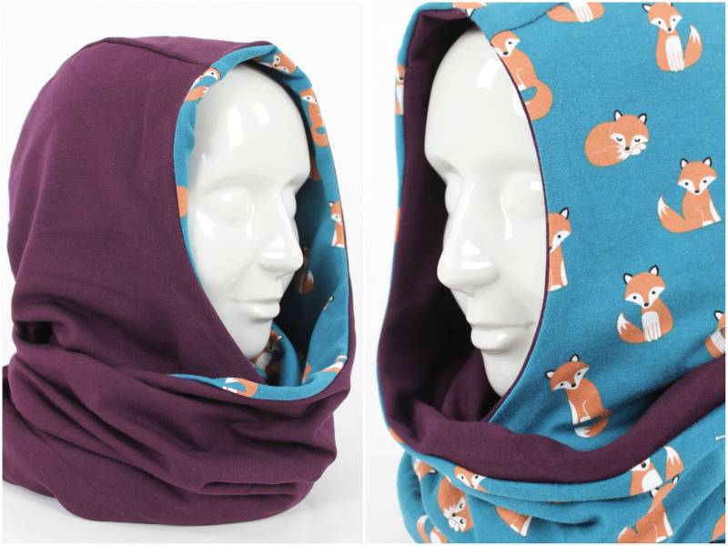 Kapuzenloop Zum Wenden Lila Und Füchse Petrol von fuxandfriends