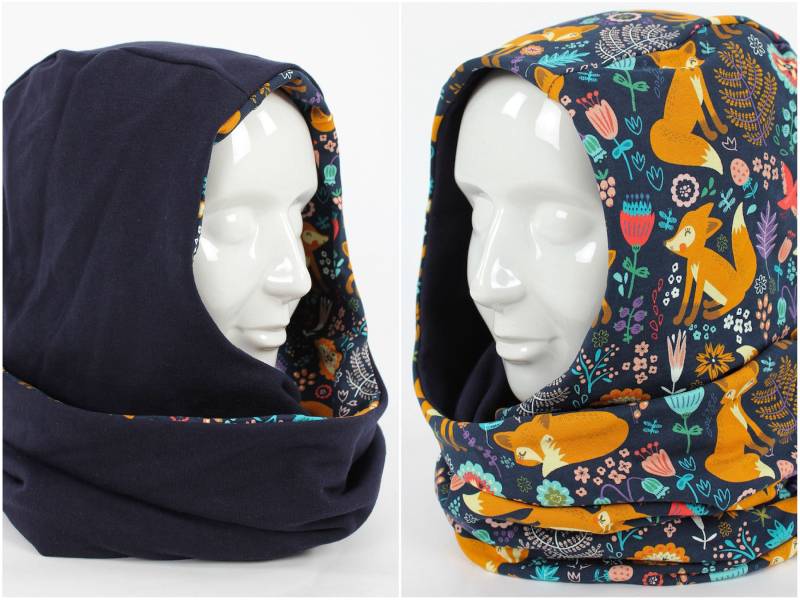 Kapuzenloop Zum Wenden Marineblau Und Mohnfüchse von fuxandfriends