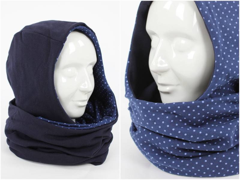 Kapuzenloop Zum Wenden Marineblau Und Punkte von fuxandfriends