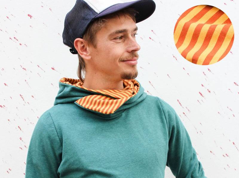 Kapuzenpulli Grün Meliert Orange-Gelb Gestreift von fuxandfriends