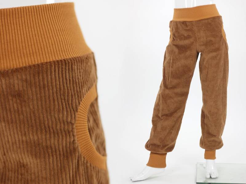 Kinder Cordhose Aus Breitcord in Braun & Ocker - Mitwachshose Mit Taschen Handgemacht Von Fuxandfriends von fuxandfriends