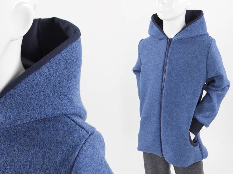 Kinder-Merinowollwalkjacke Blau von fuxandfriends